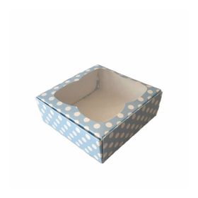 Tahtakale Toptancıları 8 X 8 X 3 cm 50 Adet Puantiyeli Mavi Çerçeveli Karton Kutu