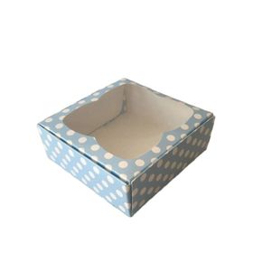 Tahtakale Toptancıları 8 X 8 X 3 cm 50 Adet Puantiyeli Mavi Çerçeveli Karton Kutu