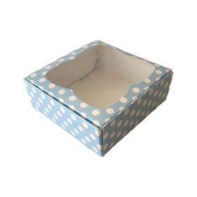 Tahtakale Toptancıları 8 X 8 X 3 cm 50 Adet Puantiyeli Mavi Çerçeveli Karton Kutu