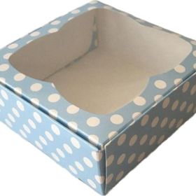 Tahtakale Toptancıları 9 X 9 X 3 cm 50 Adet Puantiyeli Mavi Çerçeveli Karton Kutu