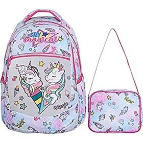 Tahticmer 2'li At Model Unicorn Beyaz Unisex İlkokul Sırt Çantası