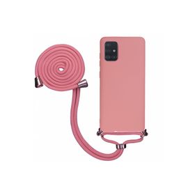 Tahticmer Samsung Galaxy A24 A245 Uyumlu Boyuna Askili İpli Lansman Kapak Pembe Kılıf