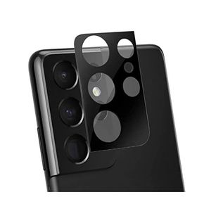 Tahticmer Samsung Galaxy S21 Ultra G998 Siyah Uyumlu Kırılmaz Kamera Lens Koruyucu Komple Cam
