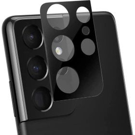 Tahticmer Samsung Galaxy S21 Ultra G998 Siyah Uyumlu Kırılmaz Kamera Lens Koruyucu Komple Cam