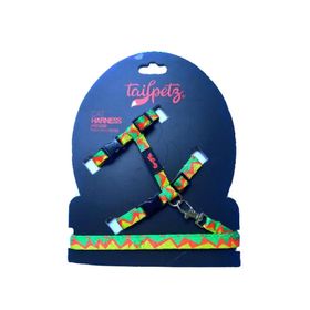 Tailpetz Cat Harnes Zigzag Ayarlanır Kedi Gezdirme Takım Tasması