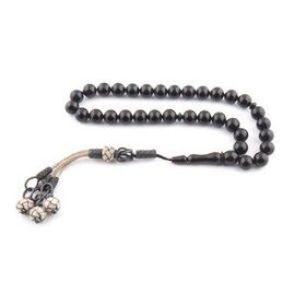 Takıhan 1000 Ayar Gümüş Kazaziye Püsküllü Sade Erzurum Oltu Taşı Tesbih