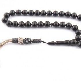 Takıhan 1000 Ayar Gümüş Kazaziye Püsküllü Sade Erzurum Oltu Taşı Tesbih