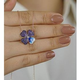 Takıhan 4 Yapraklı Yonca Tasarımlı 925 Ayar Rose Gümüş Kadın Kolye