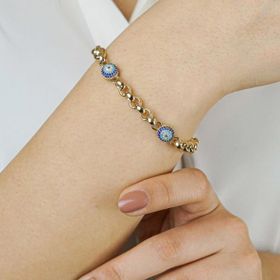Takıhan 925 Ayar 3 Nazarlı Şık Tasarımlı Altın Kaplama Gümüş Bileklik