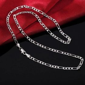 Takıhan 925 Ayar Erkek Kadın Unisex Figaro Gümüş Kaplama Zincir Kolye