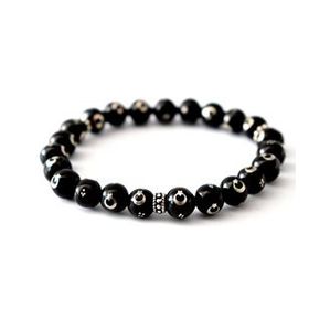 Takıhan 925 Ayar Gümüş Ayyıldız İşlemeli 8 mm Unisex Oltu Bileklik