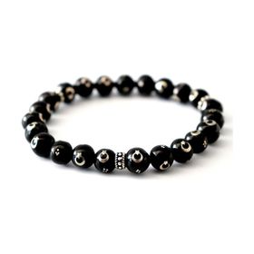 Takıhan 925 Ayar Gümüş Ayyıldız İşlemeli 8 mm Unisex Oltu Bileklik