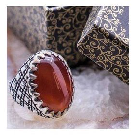 Takıhan 925 Ayar Gümüş Bordo Akik Taşlı Yüzük