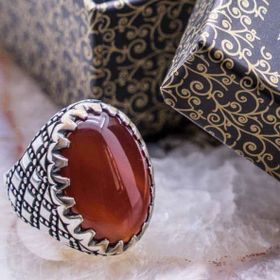 Takıhan 925 Ayar Gümüş Bordo Akik Taşlı Yüzük