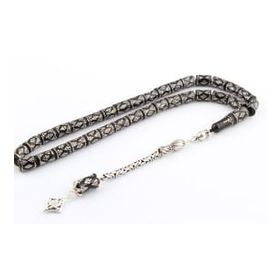 Takıhan 925 Ayar Gümüş Elişçilikli Kesme Model Erzurum Oltu Taşı Tesbih