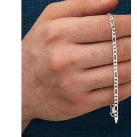 Takıhan 925 Ayar Gümüş Figaro Zincir 5 mm 20 cm Bileklik