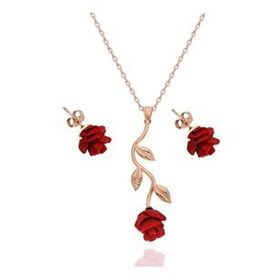 Takıhan 925 Ayar Gümüş Gül Kolye Küpe Seti