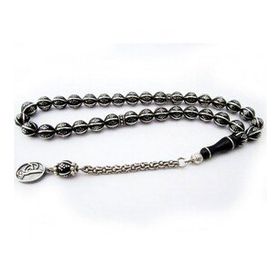 Takıhan 925 Ayar Gümüş İşlemeli Erzurum Oltu Taşı Tesbih