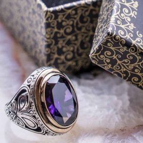 Takıhan 925 Ayar Gümüş Mor Zirkon Taşlı Yüzük