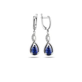 Takıhan 925 Ayar Su Damlası Safir Zirkon Taşlı Gümüş Küpe