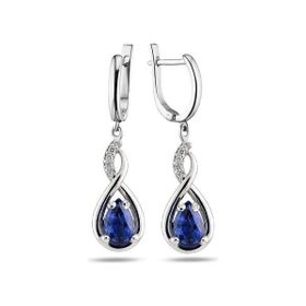 Takıhan 925 Ayar Su Damlası Safir Zirkon Taşlı Gümüş Küpe