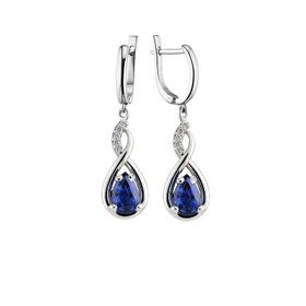 Takıhan 925 Ayar Su Damlası Safir Zirkon Taşlı Gümüş Küpe