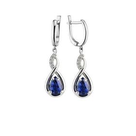 Takıhan 925 Ayar Su Damlası Safir Zirkon Taşlı Gümüş Küpe