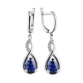 Takıhan 925 Ayar Su Damlası Safir Zirkon Taşlı Gümüş Küpe