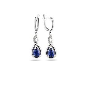 Takıhan 925 Ayar Su Damlası Safir Zirkon Taşlı Gümüş Küpe