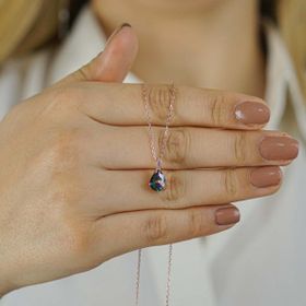 Takıhan Damla Tasarımlı Mistik Topaz Taşlı 925 Ayar Gümüş Kadın Kolye