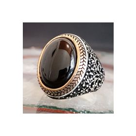 Takıhan TH1533 Oniks Taşlı Oval Gümüş Erkek 925 Ayar Yüzük