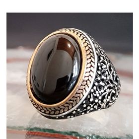 Takıhan TH1533 Oniks Taşlı Oval Gümüş Erkek 925 Ayar Yüzük