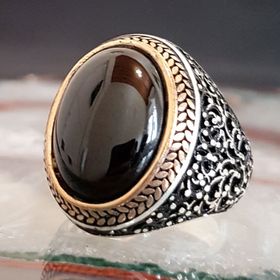 Takıhan TH1533 Oniks Taşlı Oval Gümüş Erkek 925 Ayar Yüzük