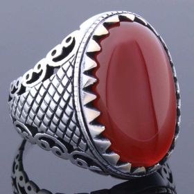 Takıhan TH1938 Oval Akik Taşlı Gümüş Erkek 925 Ayar Yüzük