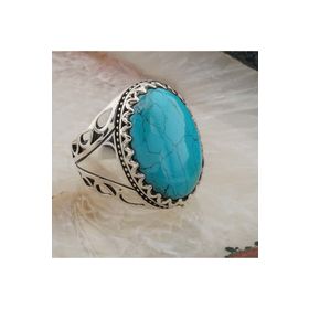 Takıhan TH2407 Oval Firuze Taşlı Gümüş Erkek 925 Ayar Yüzük