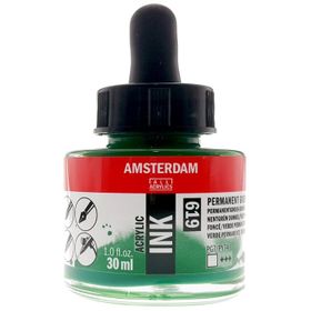Talens Amsterdam 619 Permanent Green Deep 30 ml Sıvı Akrilik Mürekkep Boya