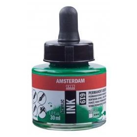 Talens Amsterdam 619 Permanent Green Deep 30 ml Sıvı Akrilik Mürekkep Boya
