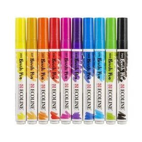 Talens Ecoline Brush Pen 10 Renk Canlı Renkler Fırça Uçlu Çizim Kalemi Seti