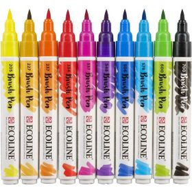 Talens Ecoline Brush Pen 10 Renk Canlı Renkler Fırça Uçlu Çizim Kalemi Seti
