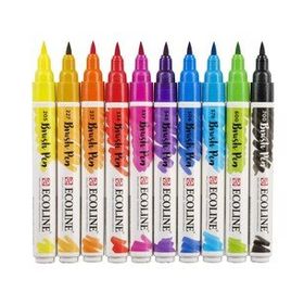 Talens Ecoline Brush Pen 10 Renk Canlı Renkler Fırça Uçlu Çizim Kalemi Seti