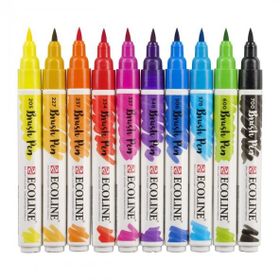 Talens Ecoline Brush Pen 10 Renk Canlı Renkler Fırça Uçlu Çizim Kalemi Seti