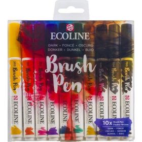Talens Ecoline Brush Pen 10 Renk Dark Colors Fırça Uçlu Çizim Kalemi Seti