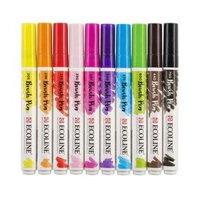 Talens Ecoline Brush Pen 10 Renk Dark Colors Fırça Uçlu Çizim Kalemi Seti