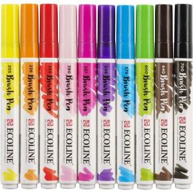 Talens Ecoline Brush Pen 10 Renk Dark Colors Fırça Uçlu Çizim Kalemi Seti