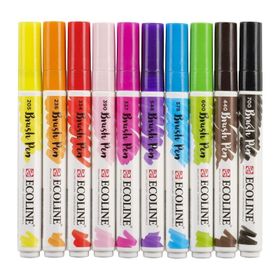 Talens Ecoline Brush Pen 10 Renk Dark Colors Fırça Uçlu Çizim Kalemi Seti
