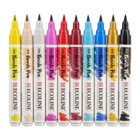 Talens Ecoline Brush Pen 10 Renk Greys Fırça Uçlu Çizim Kalemi Seti