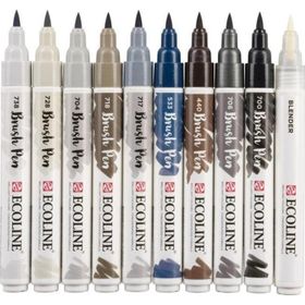 Talens Ecoline Brush Pen 10 Renk Greys Fırça Uçlu Çizim Kalemi Seti