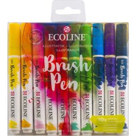 Talens Ecoline Brush Pen 10 Renk Illustration Fırça Uçlu Çizim Kalemi Seti