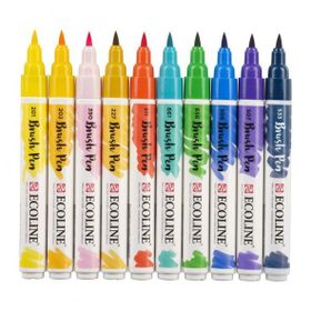 Talens Ecoline Brush Pen 10 Renk Illustration Fırça Uçlu Çizim Kalemi Seti