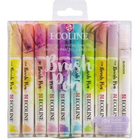 Talens Ecoline Brush Pen 10 Renk Pastel Fırça Uçlu Çizim Kalemi Seti